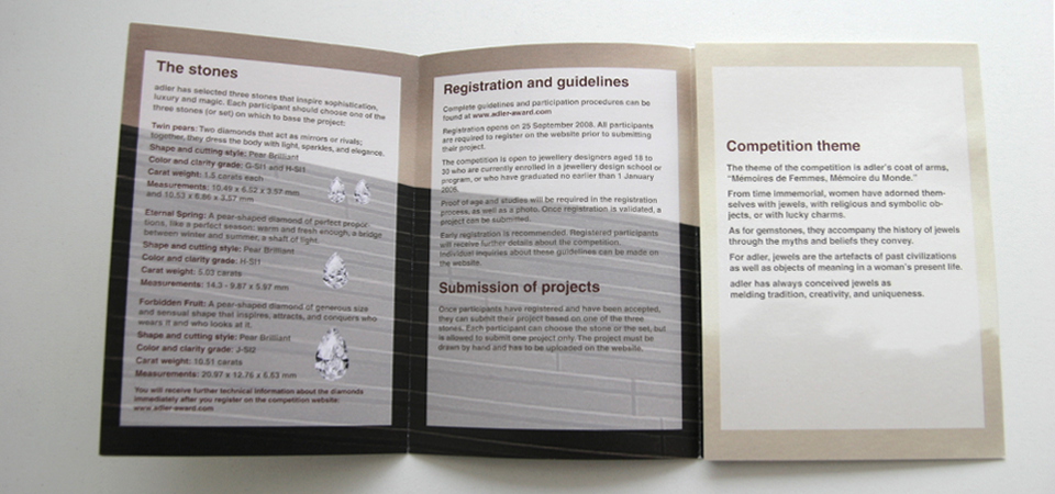 Concours de design de bijoux 7 vue d'ensemble de la brochure