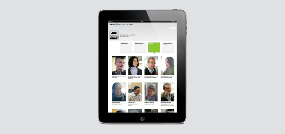Fonction instant search sur un site internet 7 Page contact du site internet sur tablette