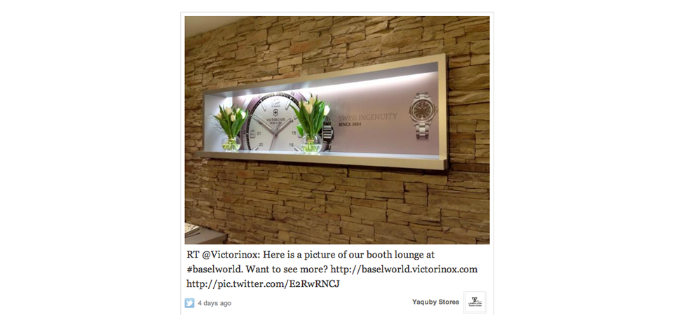 Un Storify pour Victorinox 5 Visuel d'un tweet sur Storify
