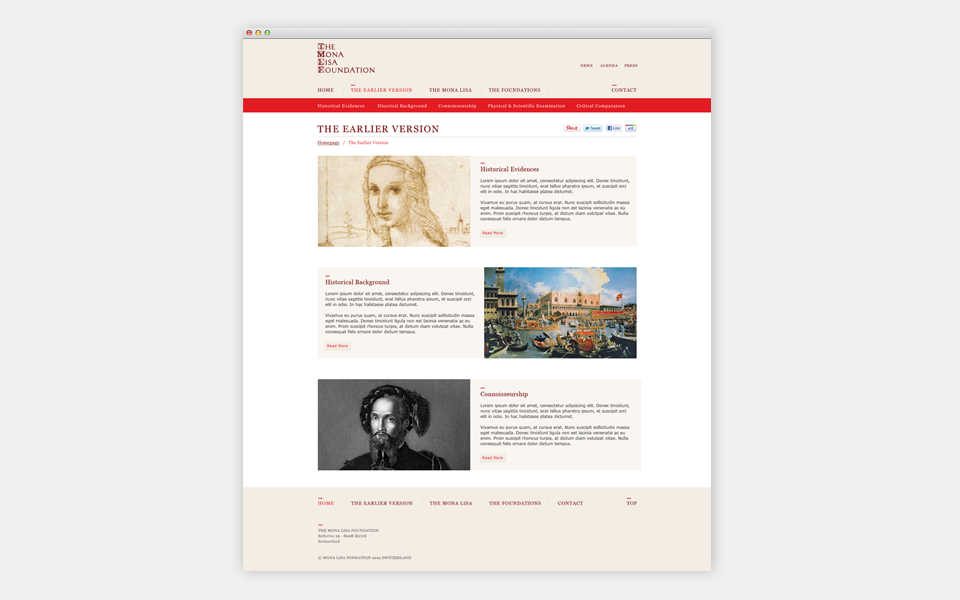 Stratégie « Earlier Mona Lisa » 9 Visuel du contenu du site internet