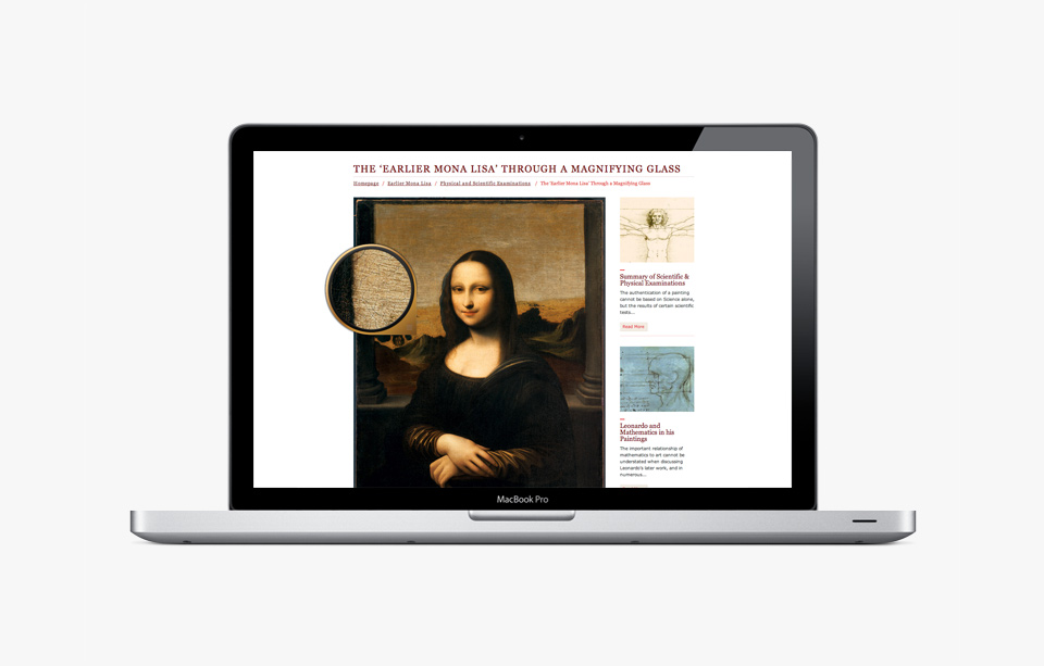 Stratégie « Earlier Mona Lisa » 8 Visuel d'une animation du site internet sur ordinateur portable
