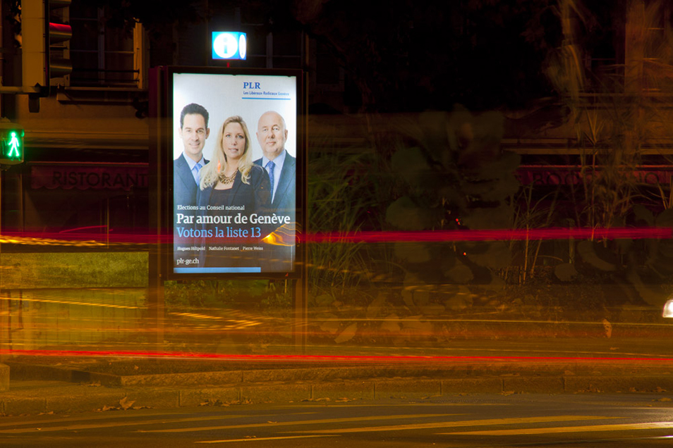 Campagne d'affichage pour un parti politique 3 Affichage de nuit