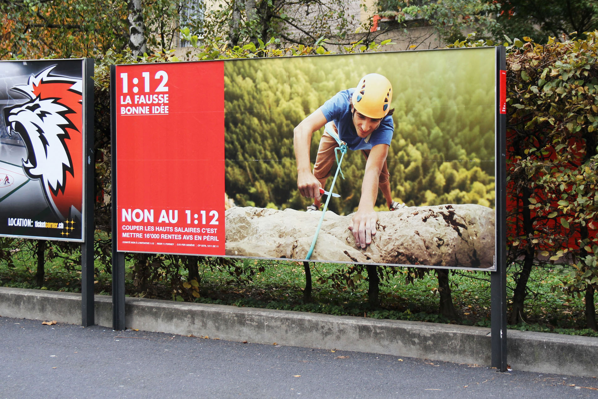 La campagne politique "Initiative 1:12, une bonne idée?" 2 Visuel d'une autre affiche pour la campagne politique