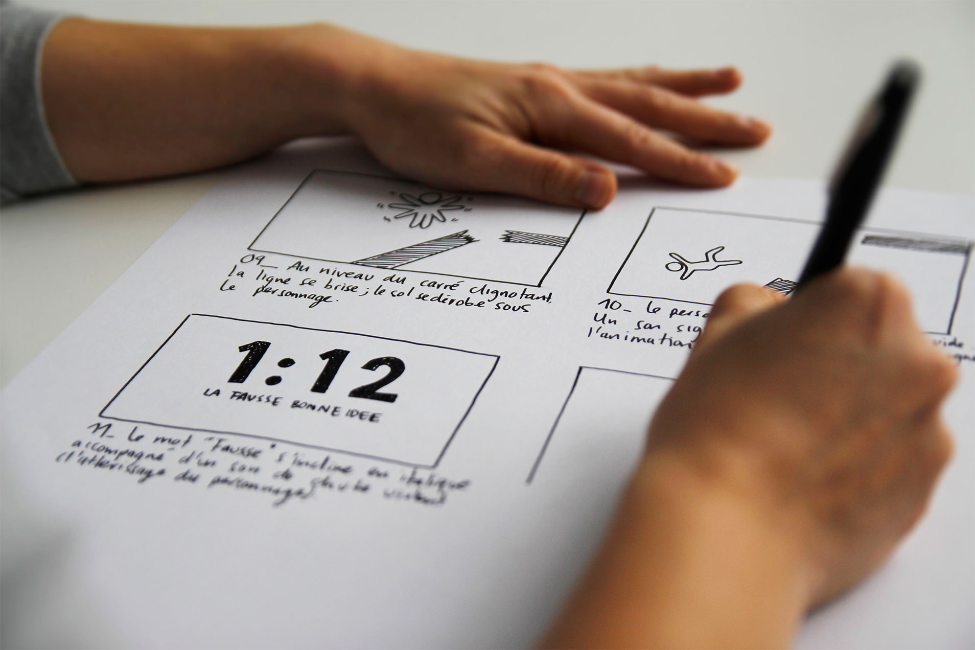 La campagne politique "Initiative 1:12, une bonne idée?" 7 storyboard du court métrage pour la campagne politique