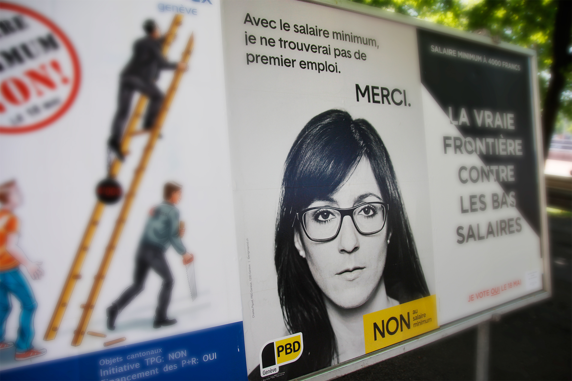 Campagne politique: Non au salaire minimum 1 Affiche Non au salaire minimum de la campagne politique par Enigma