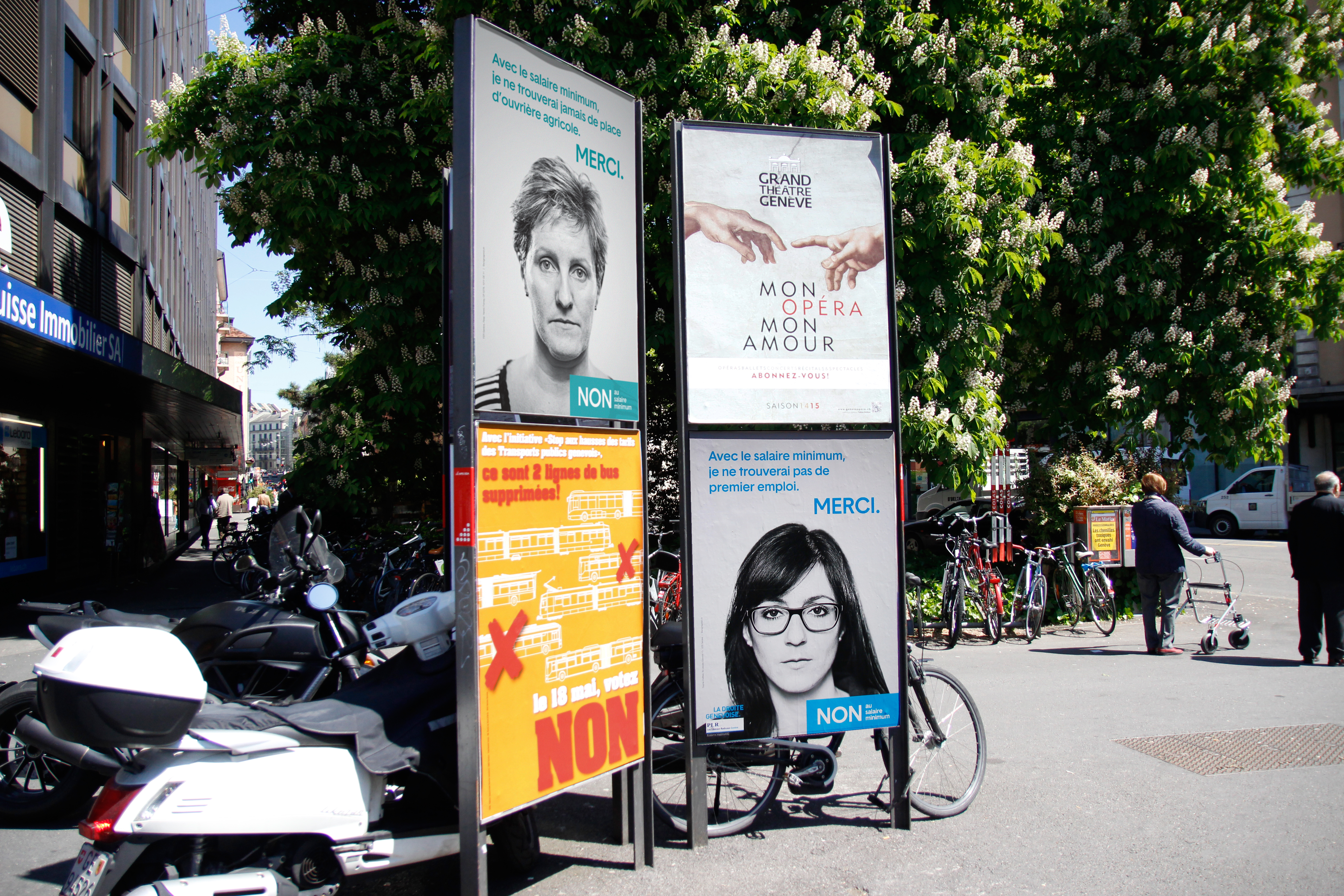 Campagne politique: Non au salaire minimum 3 Mise en situation d'affiches Non au salaire minimum de la campagne politique par Enigma
