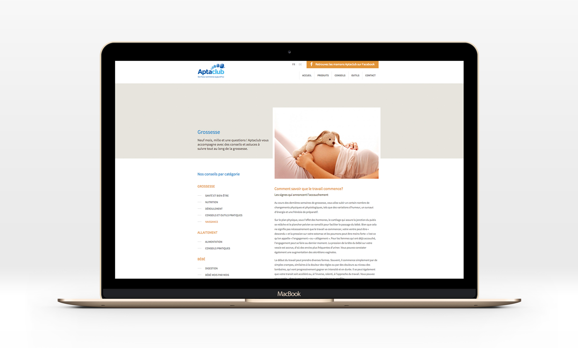 Site Internet Aptaclub 3 Visuel du site internet sur ordinateur portable