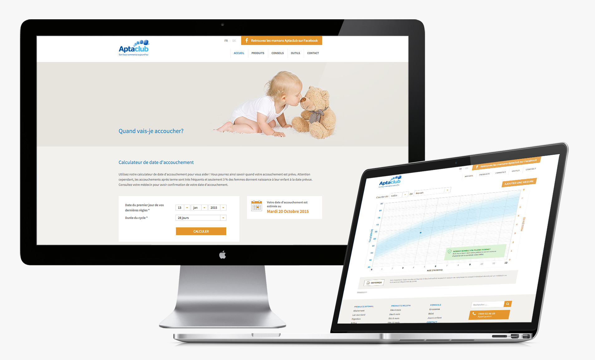 Site Internet Aptaclub 5 Outil courbe de croissance et calculateur de date du site internet