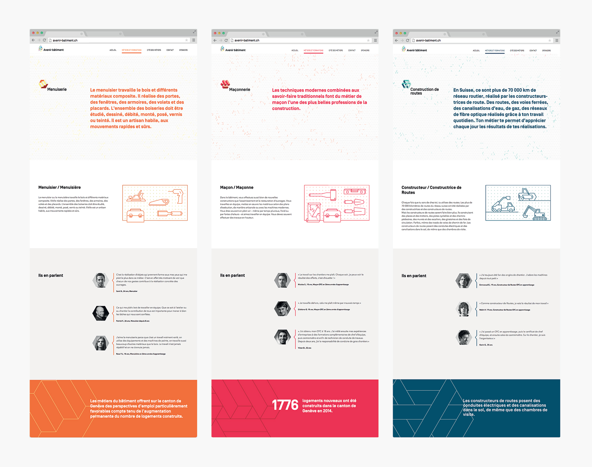 Développement d’un nouveau branding pour Avenir bâtiment 10 Visuel pages métiers du site internet Avenir Bâtiment