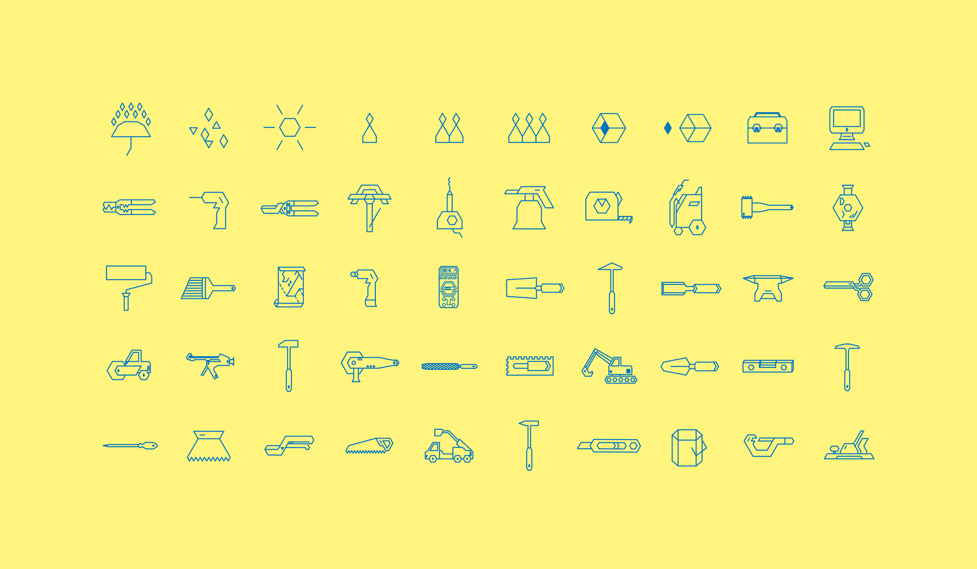 Développement d’un nouveau branding pour Avenir bâtiment 8 Pictogrammes outils de bricolage