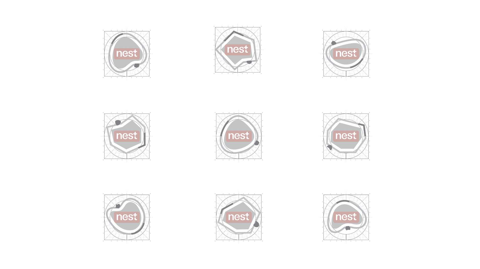 Exemple de travail de recherche d'une identité systémique 9 Formes logo