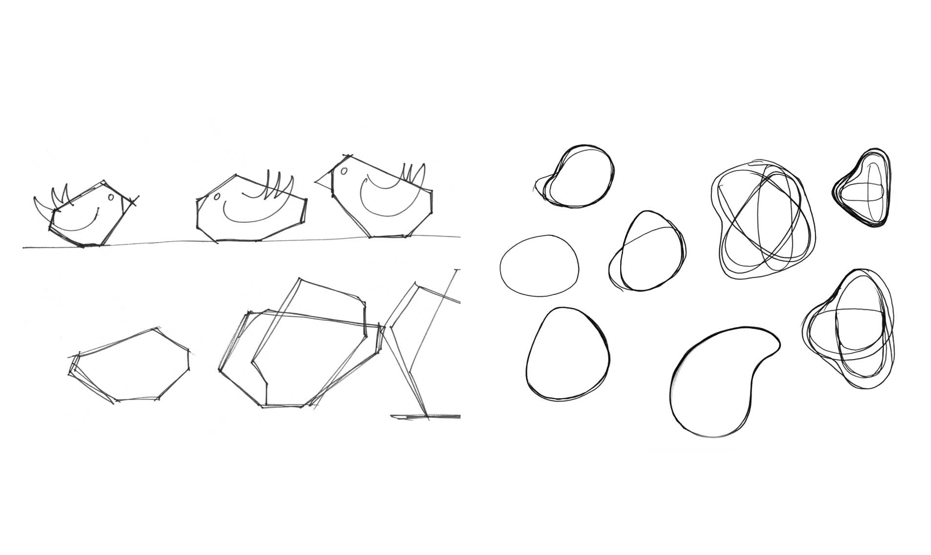 Exemple de travail de recherche d'une identité systémique 2 Sketch logo