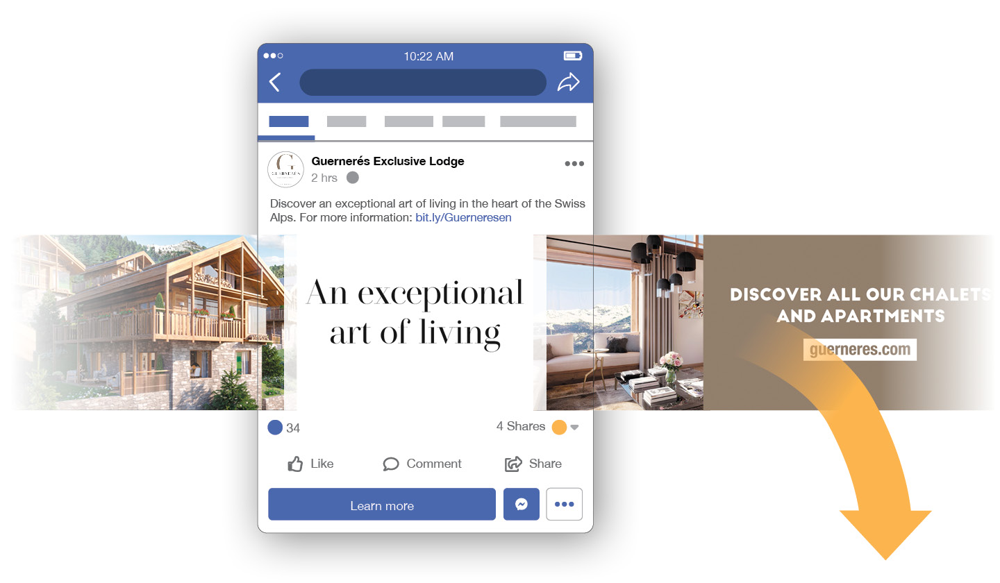 Campagne digitale pour des chalets de luxe à Grimentz 3 facebook programmatic social guerneres 1