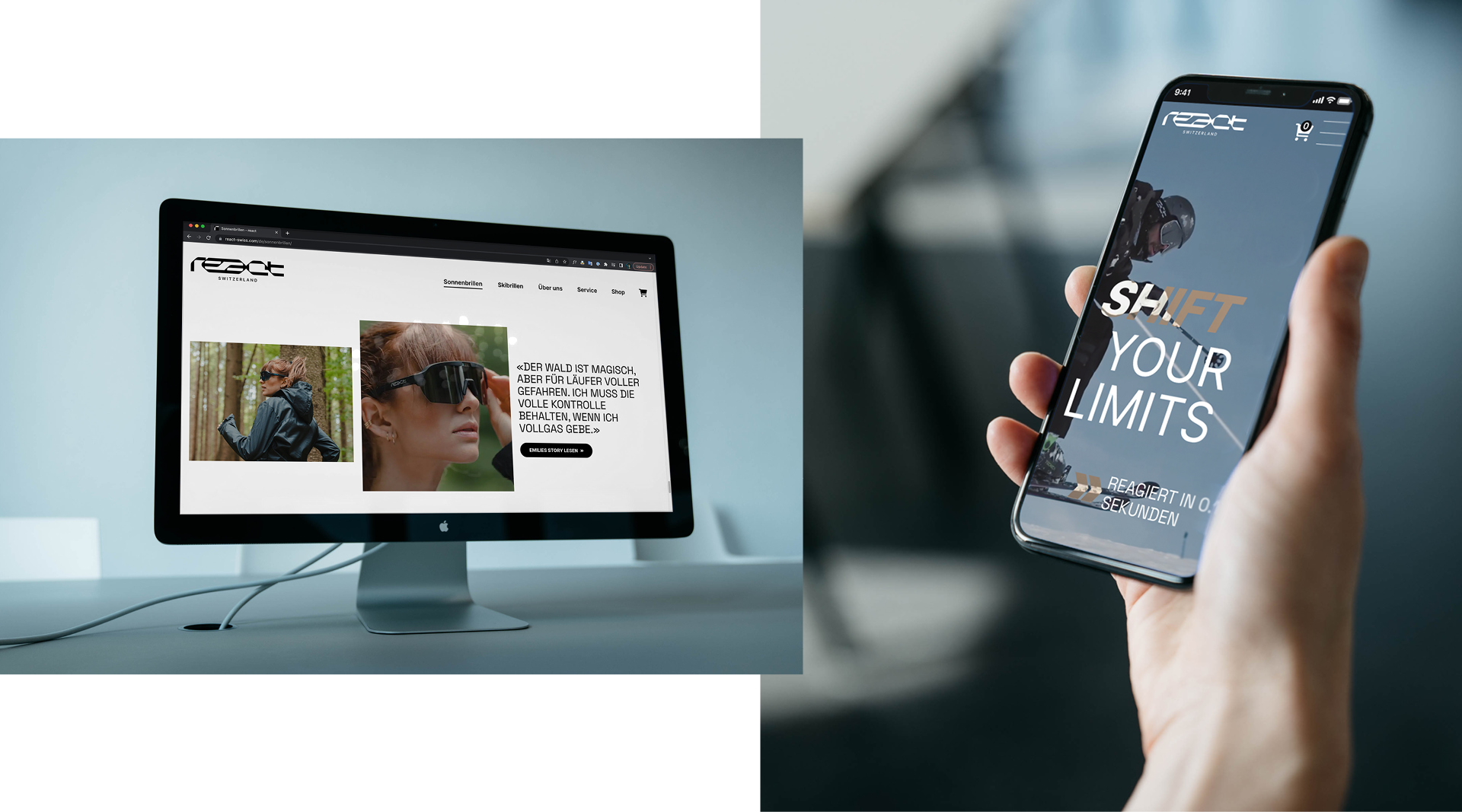 Développement de la marque pour les lunettes de soleil react - l'accessoire ultime pour les accros de l'adrénaline ! 9 react website 1