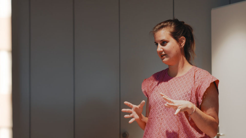 Woman giving presentation